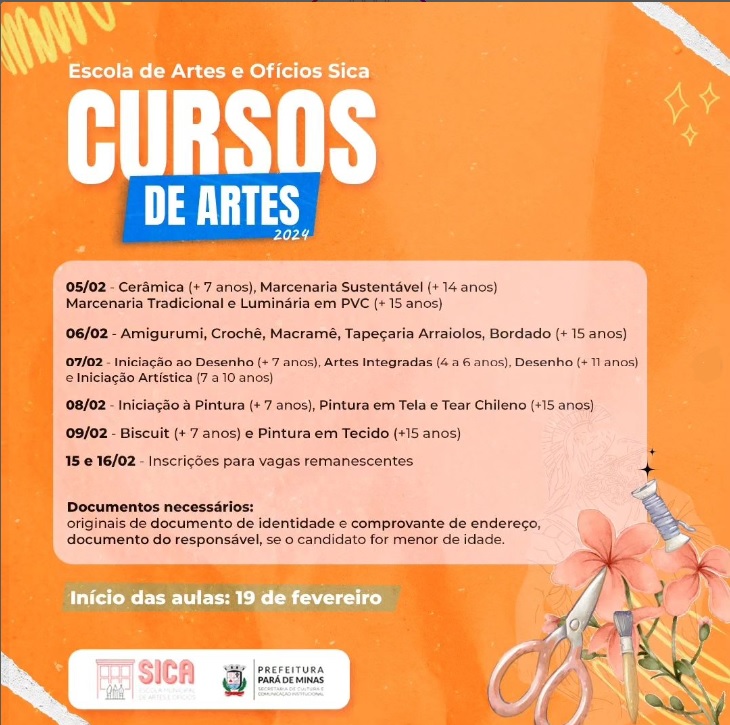 Escola Municipal de Artes anuncia inscrições para Cursos de Artes.